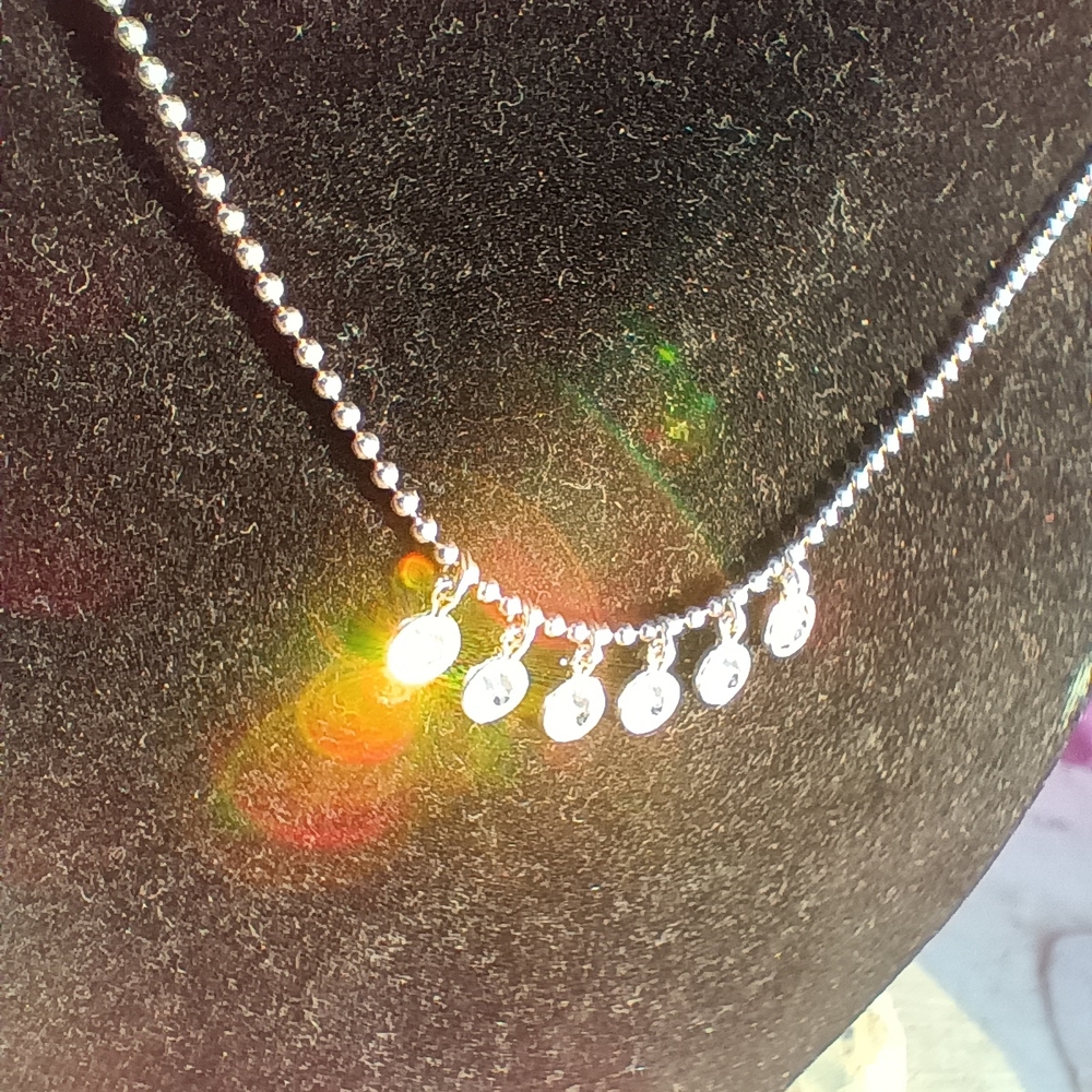 .925 Silver & 6 CZ Italian Necklace - Picture 6 of 9